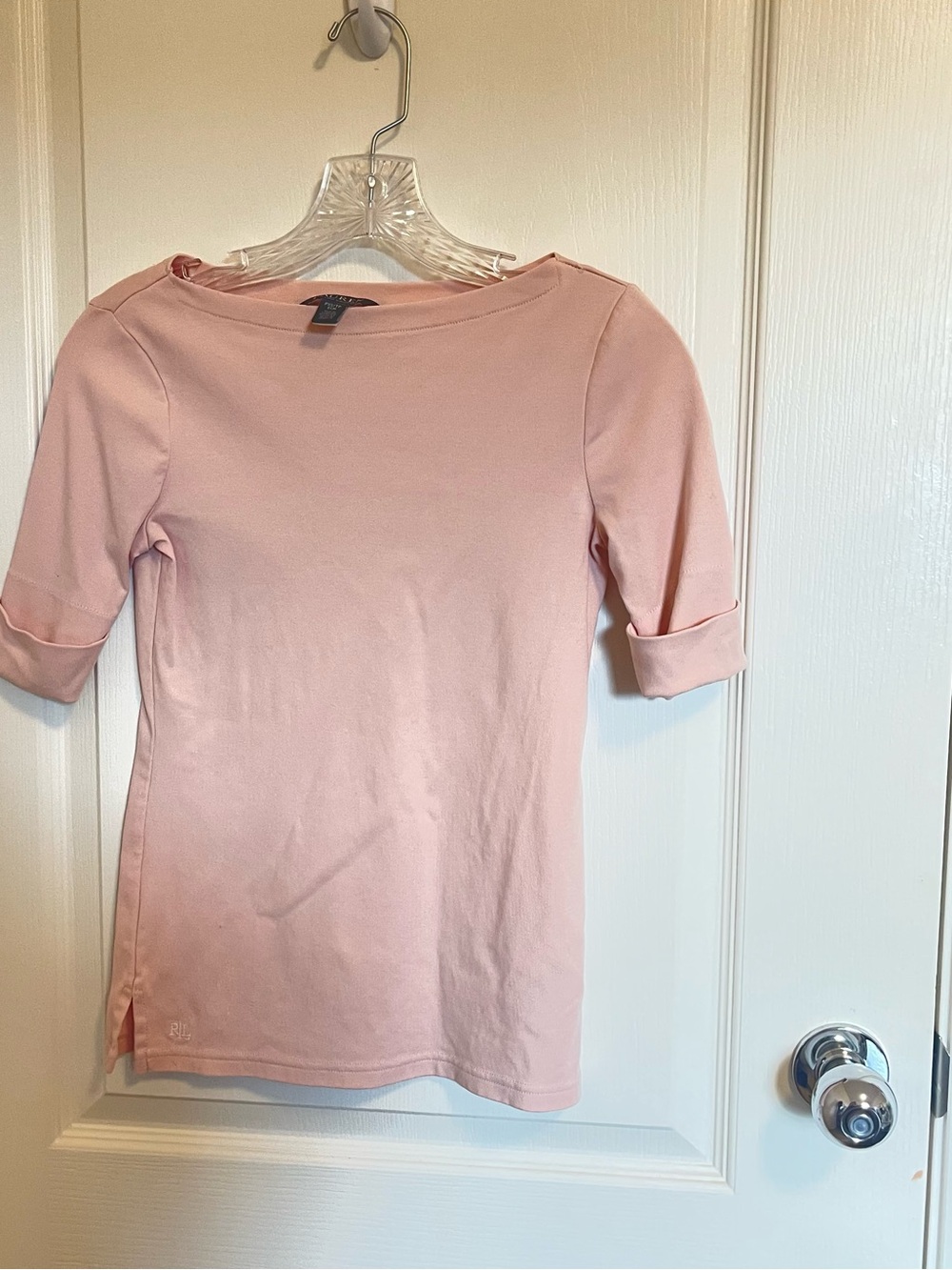 Ralph Lauren Blush Pink Boatneck Elbow-Sleeve Top